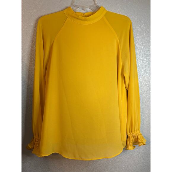 NAKED ZEBRA SUNNY YELLOW LONG SLEEVE BLOUSE SIZE LARGE - Picture 1 of 4